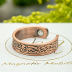 Magnetic Mobility Clover Copper Ring - internal view - two integrated neodymium magnets on the inner band.