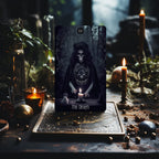 Dark Synevyr Dark Beauty Tarot Deck 80 Cards – layout – The Death card standing between two lit candles.