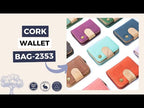 Meninas Bonitas Cork Short Wallet 11.5x9.5x3cm – video – cork wallet with a light beige closure strap and round tree emblem